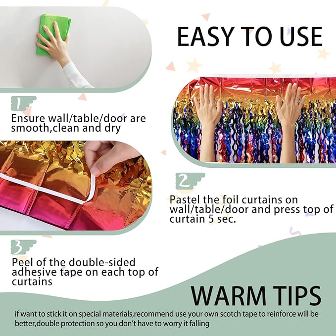 3 Pack Colorful Foil Fringe Curtain Backdrop - Image 4