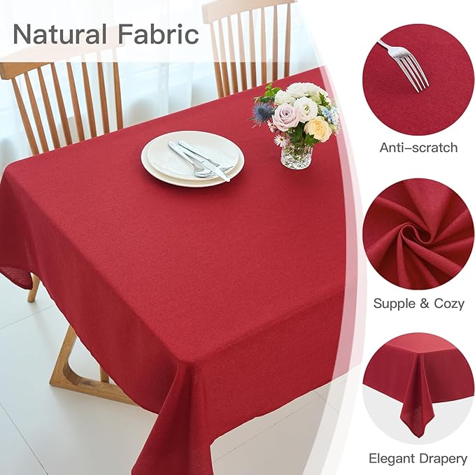 maxmill Linen Texture Tablecloth Stain Resistant Waterproof Wrinkle Free - Image 4