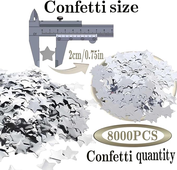 Silver Star Foil Confetti Beautiful Metallic Table Confetti Glitter - Image 2