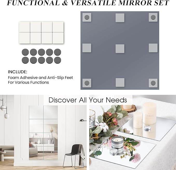 VASUHOME 12" Square Mirrors Candle Plate - Image 2