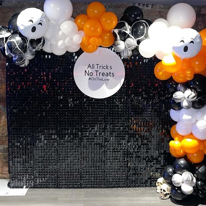 Qcity Black Shimmer Wall Backdrop 48PCS, Square Sequin Glitter Backdrop Panel - Image 6