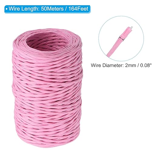PATIKIL 164 Feet Floral Bind Wire Wrap Twine, 2mm Pink Paper-Wrapped Iron Wire - Image 2