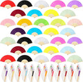Chunful 100 Pieces Paper Hand Fan Multicolor Bamboo Folding Fans Handheld by Chunful