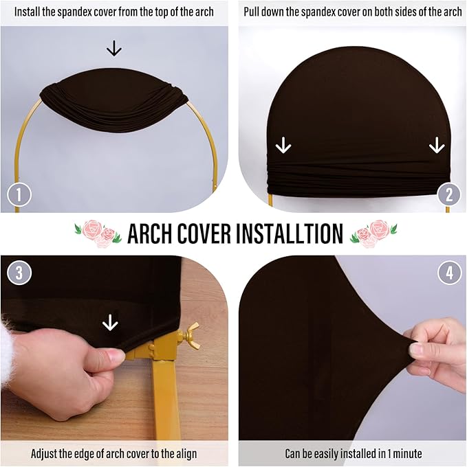 LEBENGURU Upgraded 7.2FT Wedding Arch Cover, Round Top Chiara Stand Covers - Image 5