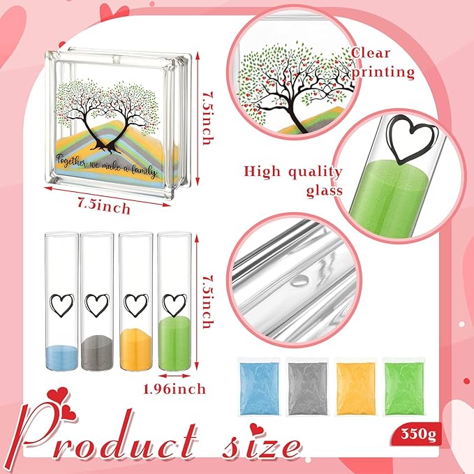 Wedding Unity Sand Set Include Vases Square Glass Jar Container 12 oz Sand - Image 3