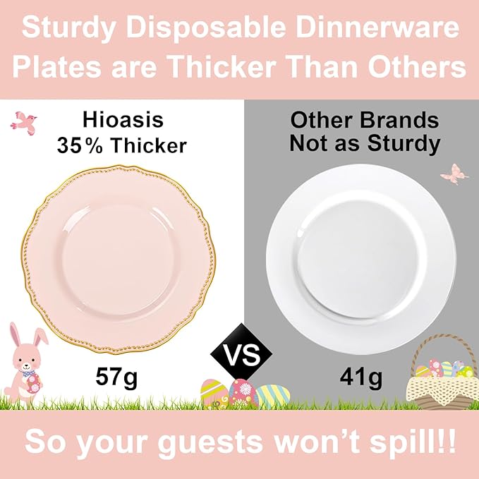 Hioasis 60pcs Pink Plastic Plates - Image 7