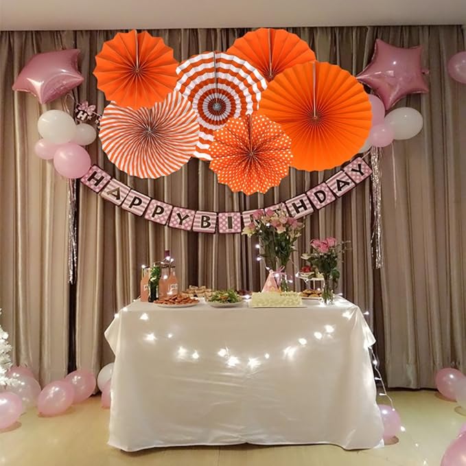 Party Hanging Paper Fans Set - Image 4