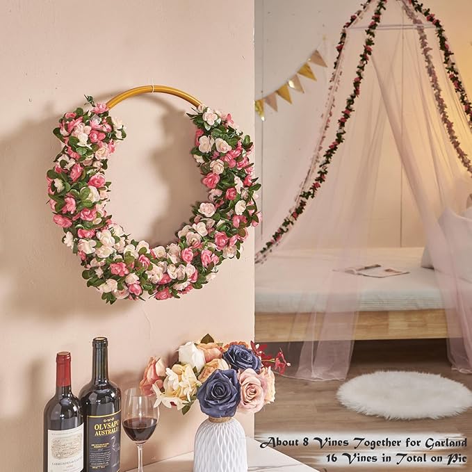 8 Pcs x 8.2 ft Flower Garland Artificial Rose Vine Flowers - Image 5