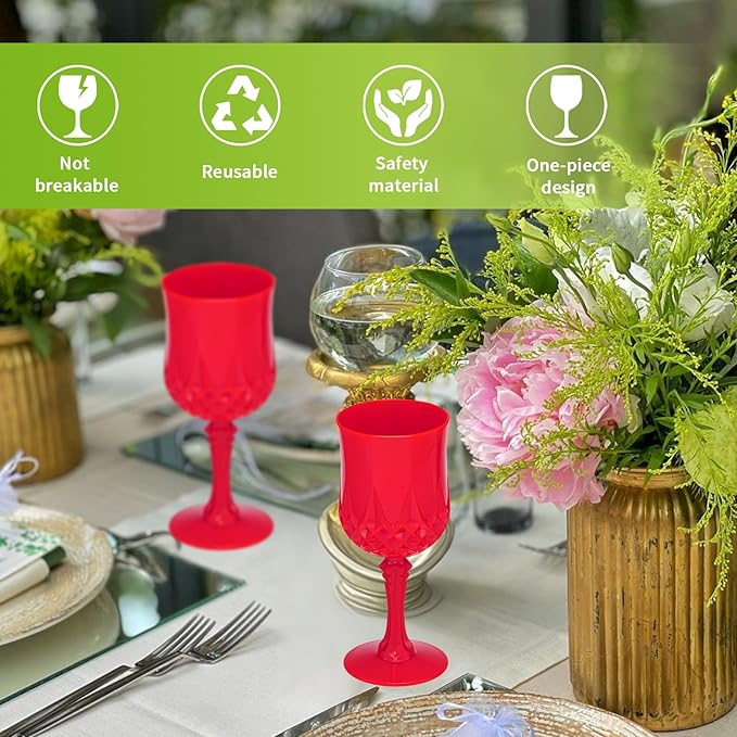 JLYLOL Plastic Vintage Wine Glasses 7OZ Plastic Goblets Vintage Drinking - Image 4