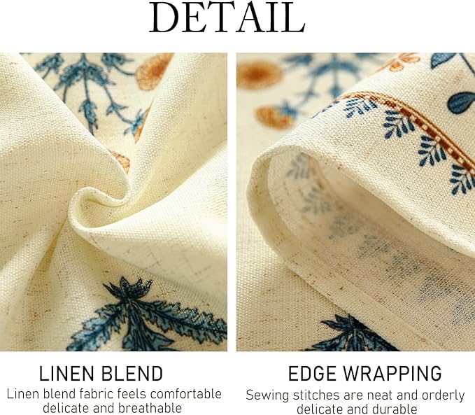 ISAENNE Designer French Pale Yellow Round Tablecloth, Linen Floral Table Cloth - Image 5