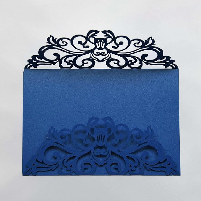 25PCS Royal Blue Laser Cut Wedding Invitations Cards - Image 2