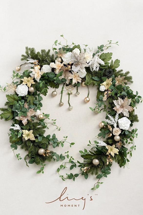 Ling's moment 9FT Christmas Flower Garland, Handcrafted Wedding Sweetheart - Image 4