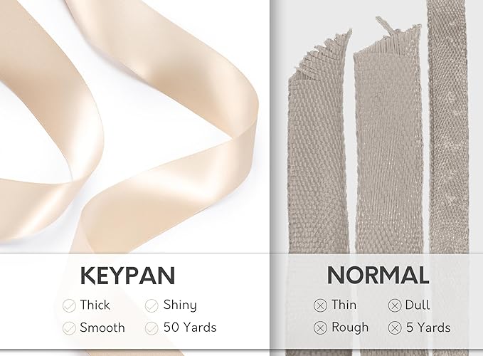 Light Champagne Satin Ribbon 1-1/2 Inch x 50 Yards Double-Faced Polyester - Image 4