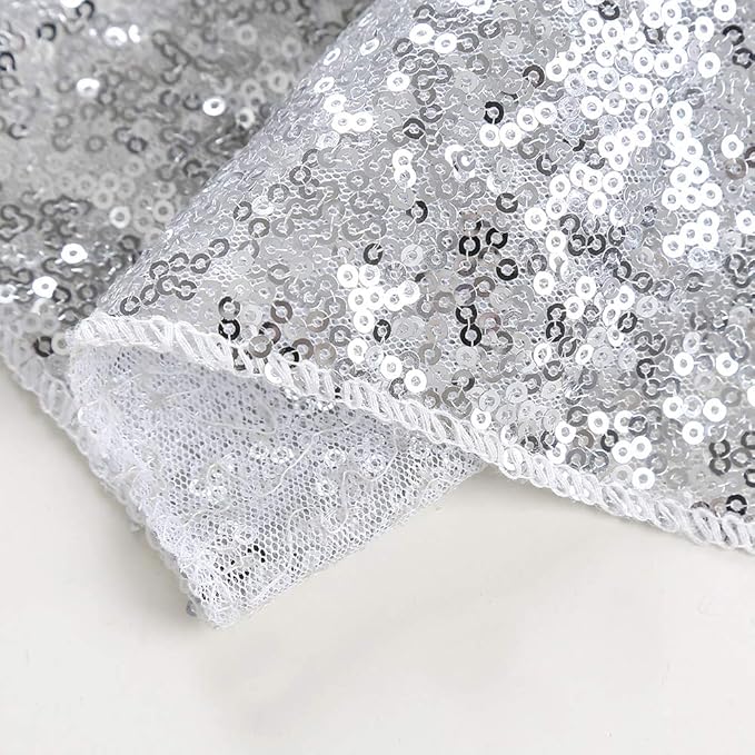 8ft x 8ft Silver Sequin Backdrop Curtain Glitter Photo Booth Backdrop - Image 8