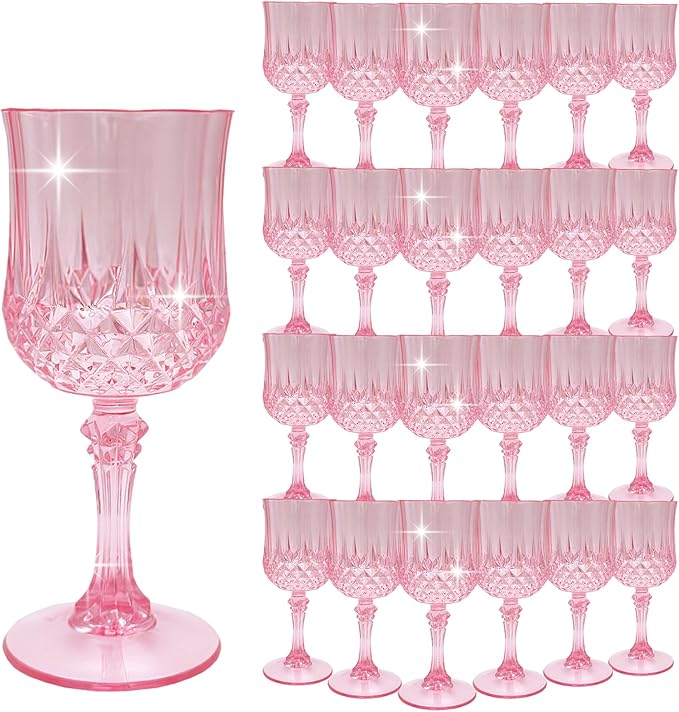 Plastic Wine Glasses，Plastic Goblets Vintage Style Cordial Drinking Glasses by LEYIQUCHAMPAGNEWINEGLASSES