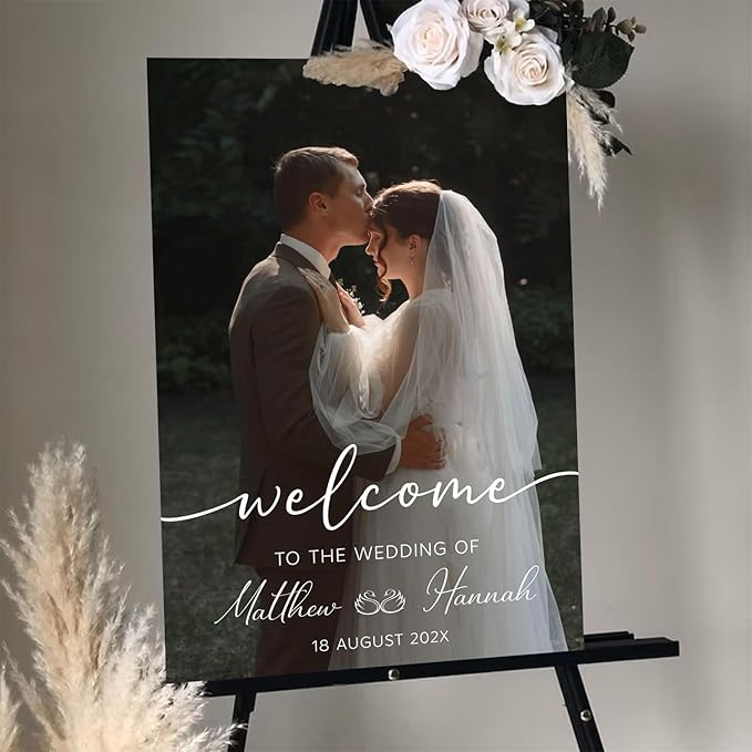 Personalized Wedding Photo Acrylic Welcome Sign – Custom Picture Board - Image 4