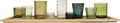 Creative Co-Op Wood Tray with 9 Green Glass Votive Holders by CreativeCo-Op