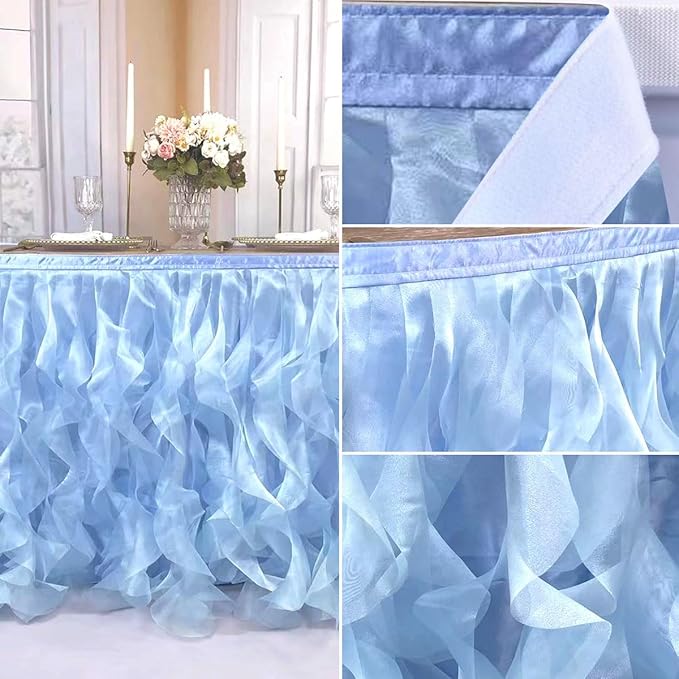 Luxury Organza Mesh Table Skirt Draping Floating Romance - Image 5
