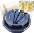 KIRE 140Pcs Blue Plastic Plates by KIRE