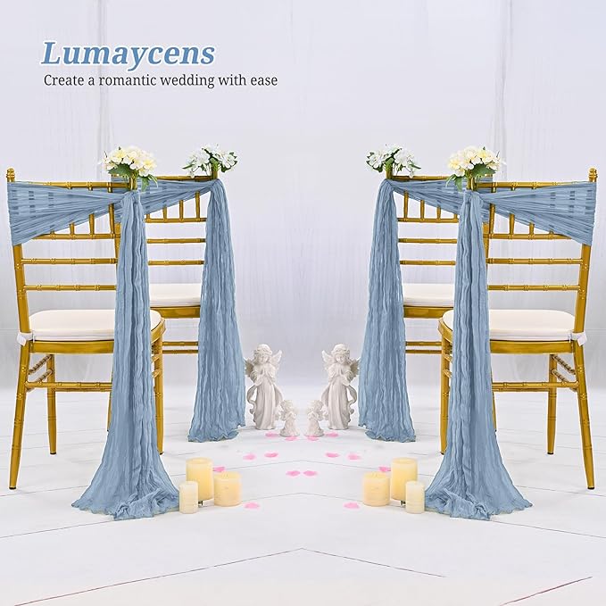 50 PCS Cheesecloth Chair Sashes Bows Wedding Aisle Decorations Chair Ribbon - Image 6