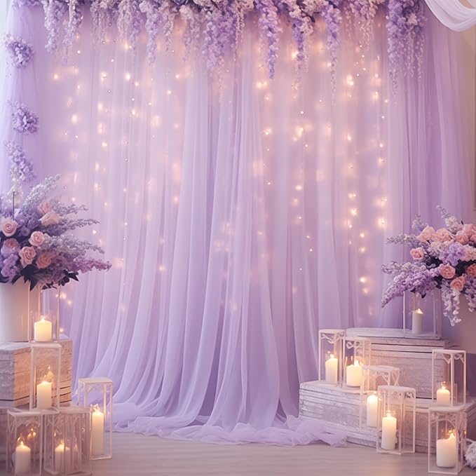 10ft x 10ft Lavender Chiffon Backdrop Curtain - Image 8