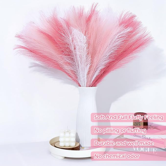 Pink Pampas Grass Decor 30 Pcs 21.7 Inch Faux Pampas Grass Bulk Artificial - Image 3