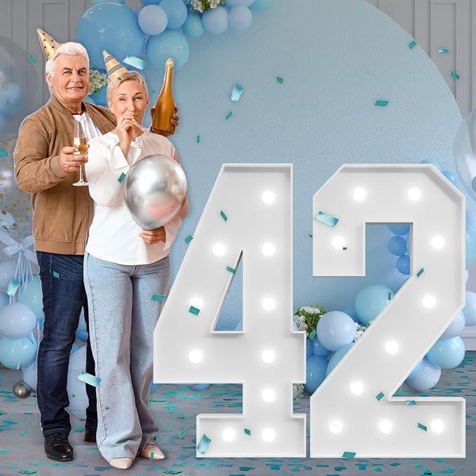 Marquee Numbers Large 42nd-Birthday Decorations: 4ft Light Up Number Party - Image 7