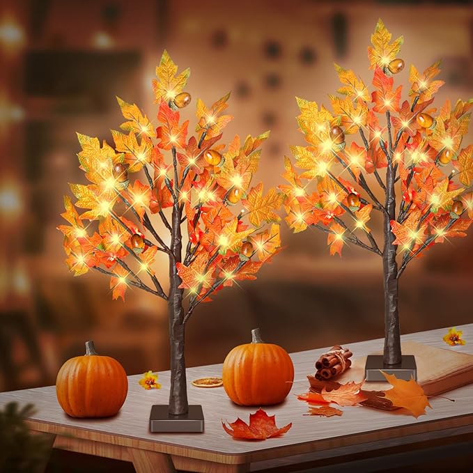 24 Inch Fall Lighted Maple Tree, 2FT Fall Tree - Image 3