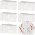 6 Pack 29 x108 Inch Macaron White Wave Foil Fringe Table Skirts Metallic Banner by Ferwzsr