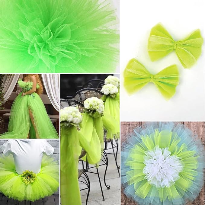 Lime Green Tulle Fabric Rolls 6 Inch by 100 Yards Fabric Spool Tulle Ribbon - Image 8