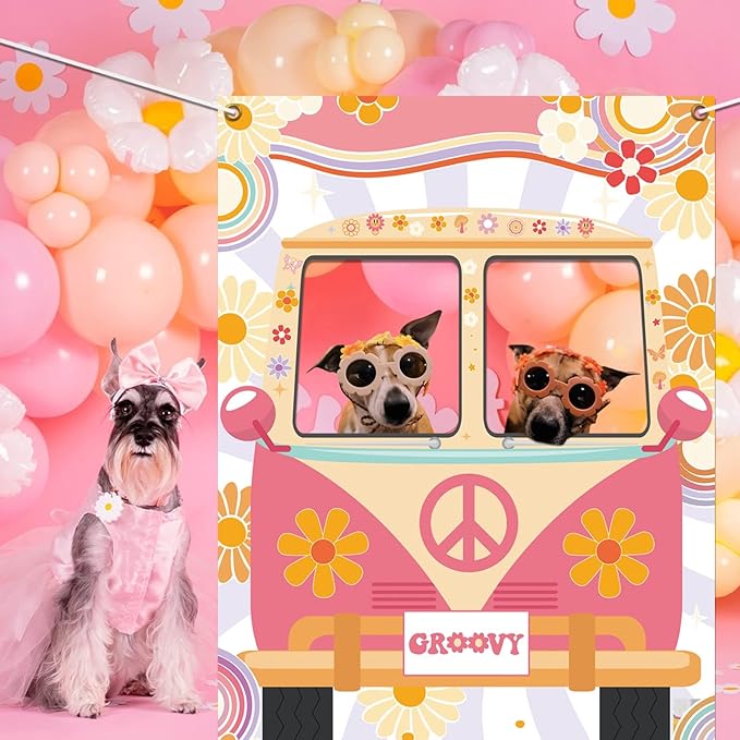 Hippie Photo Booth Props, Hippie Bus Prop Groovy Bus Photo Booth - Image 7