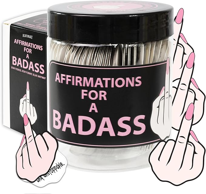 Badass Affirmation Jar – 60 Daily Affirmation Cards, Middle Finger Gifts by KATINAT
