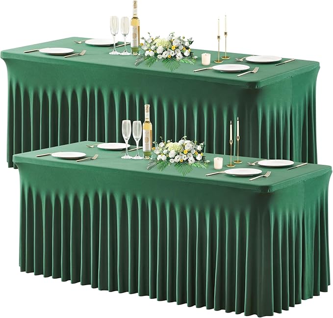 Wish Care 2 Pack Hunter Green Spandex Table Clothes by WishCare