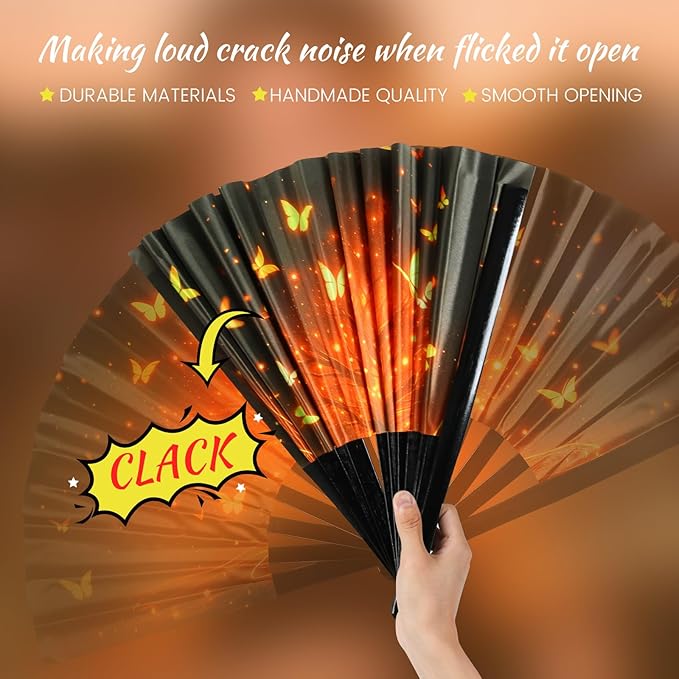 SYNTECSO Folding Hand Fan for Rave, Popping Fan for Line Dancing, Drag Queen - Image 4