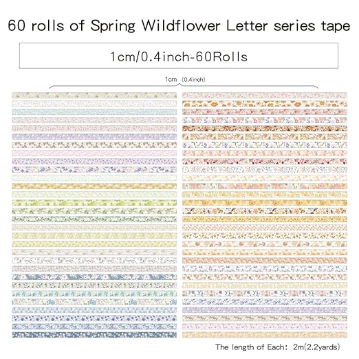 60 Rolls Flowers Theme Washi Tape Set - Image 2