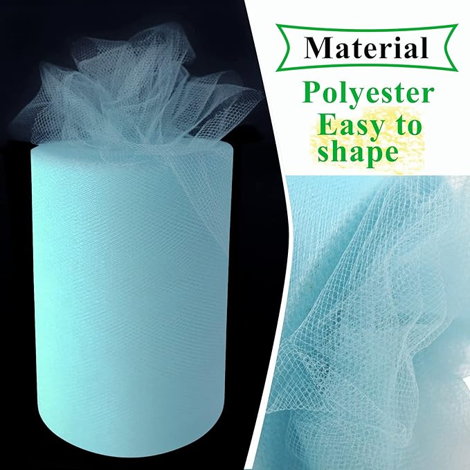 Light Blue Tulle Fabric Rolls 6 Inch by 100 Yards Fabric Spool Tulle Ribbon - Image 4
