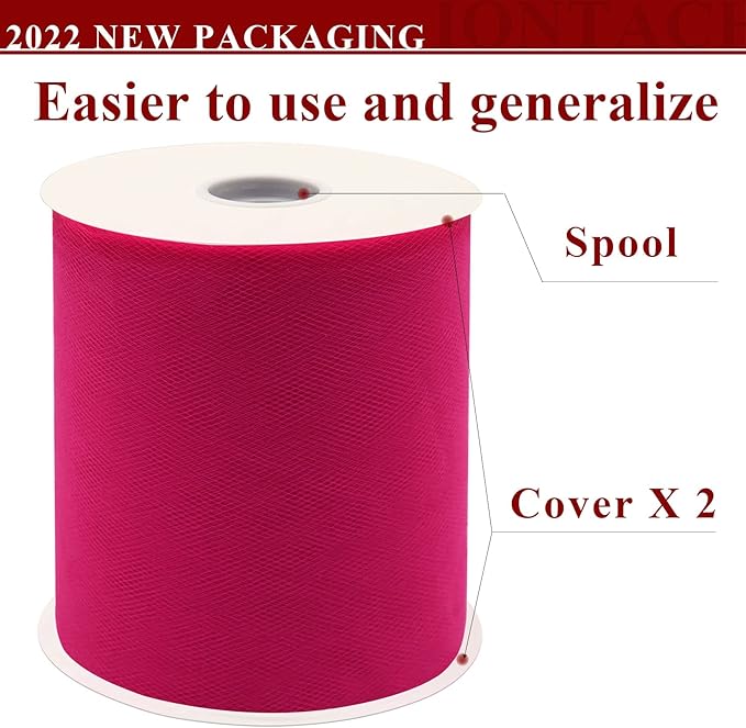Fuchsia Tulle Fabric Rolls 6 Inch by 200 Yards Fabric Spool Tulle Ribbon - Image 2