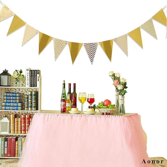 Sparkly Paper Pennant Banner Triangle Flags Bunting 8.2 Feet and Tissue Paper - Image 5