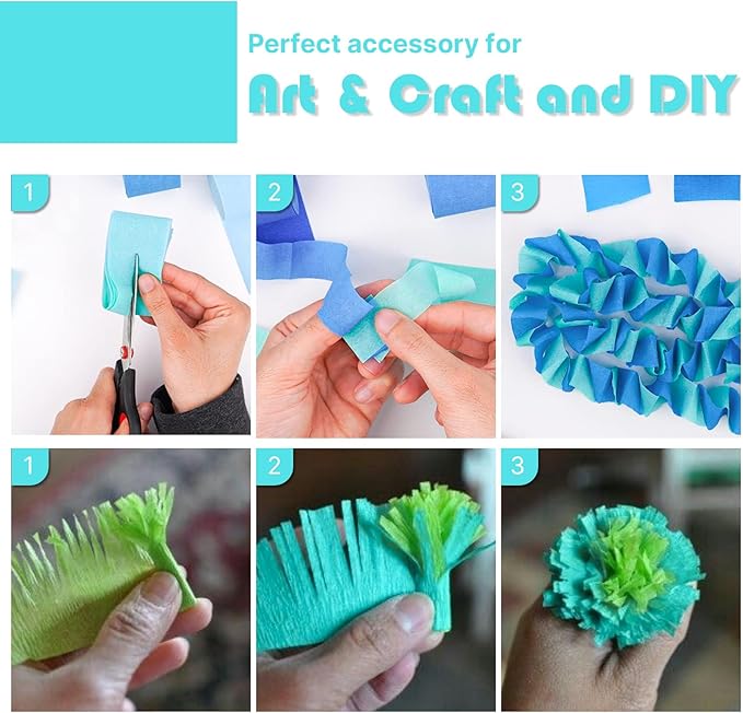 PartyWoo Teal Crepe Paper Streamers 4pcs 328ft Pack of Turquoise Crepe Paper - Image 4