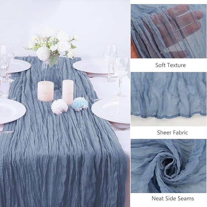 16PCS Dusty Blue Cheesecloth Table Runner 10FT Table Runner Cheesecloth - Image 3