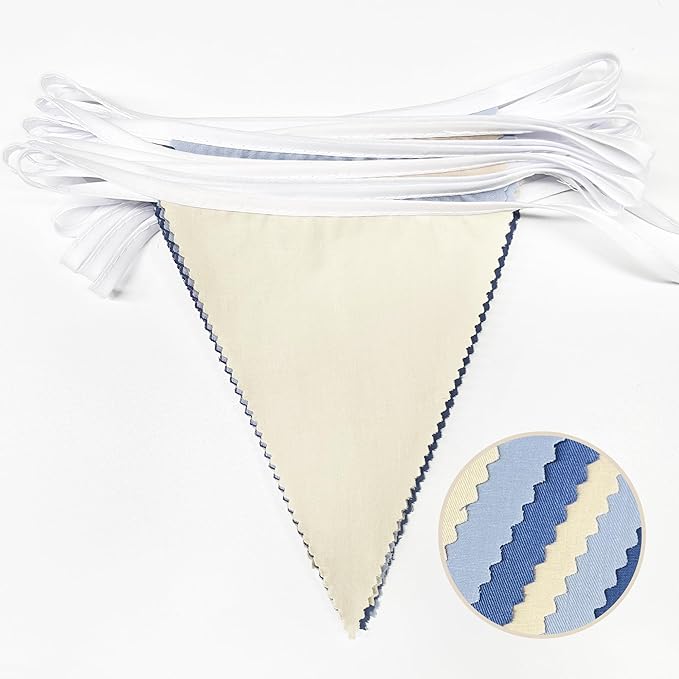 32Ft Blue Party Decorations Retro Blue Triangle Banner Flag Pennant Bunting - Image 3