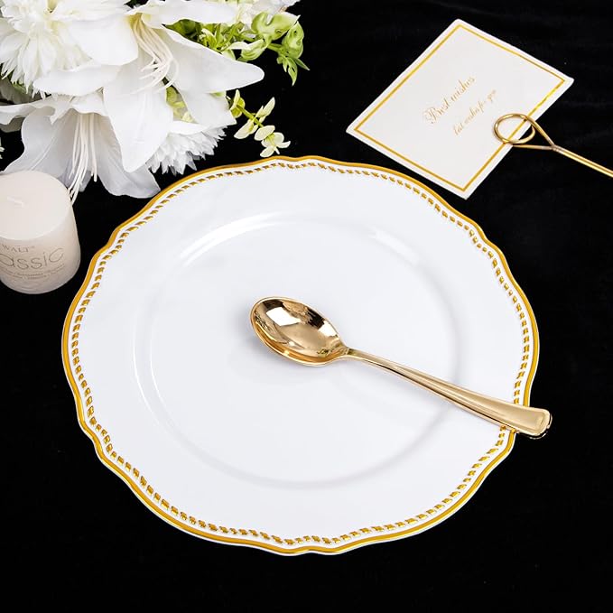 Hioasis 60pcs Gold Plastic Plates - Image 2