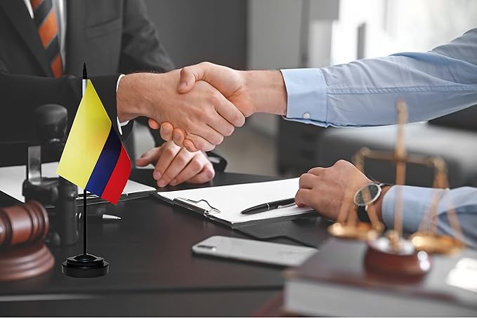 Colombia Colombian Deluxe Desk Flag Set Small Mini Miniature Colombia Colombian - Image 5
