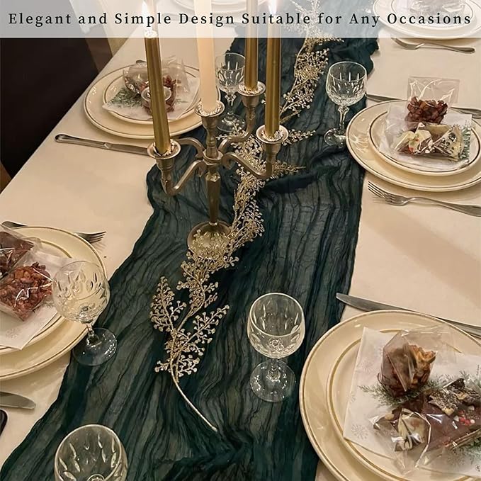 Emerald Green 12 Pack Cheesecloth Table Runner 10FT Boho Fabric Rustic Cheese - Image 7