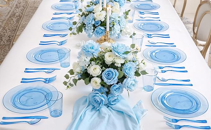 WDF 180 Pieces Blue Plastic Silverware Disposable - Image 6