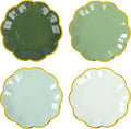 Sage Green Party Plates Gradient Green Dessert Paper Plates 7inch Gold Foil by AimFun