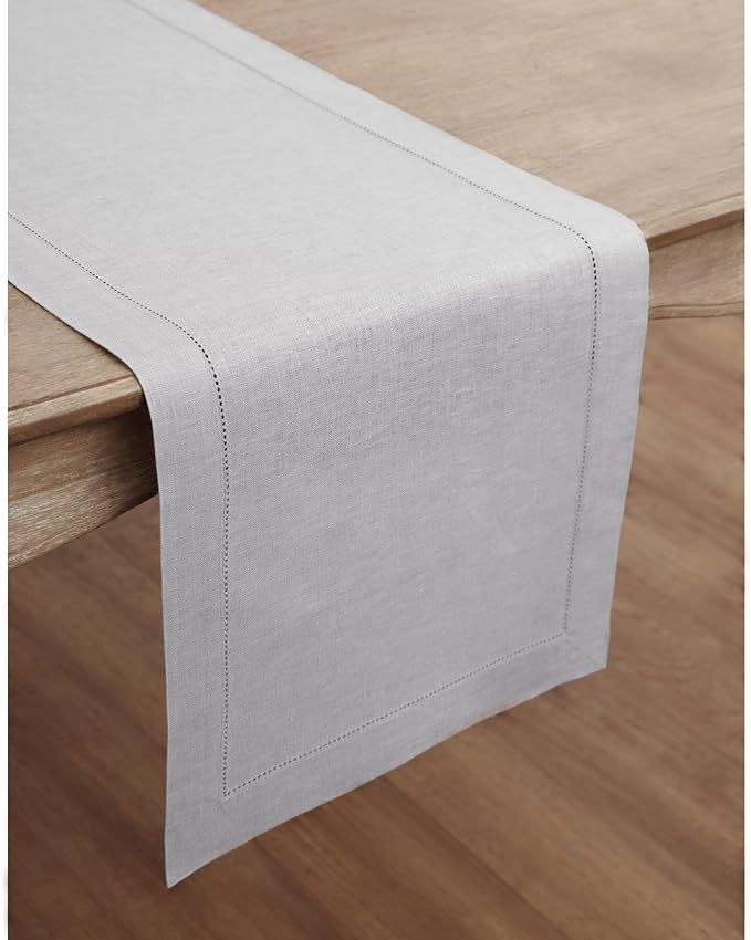 Solino Home Linen Soft Grey Table Runner 36 Inches - Image 2