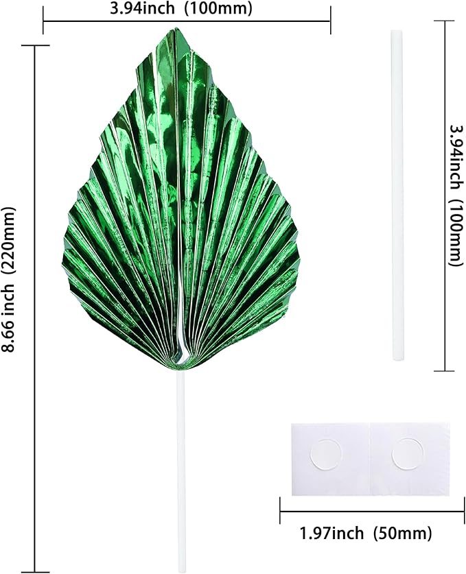 Gyufise 6Pcs Paper Palm Fan Cake Toppers Palm Spear Leaves Fan Cupcake Toppers - Image 2