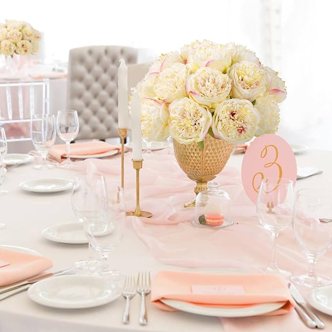 U'Artlines 20 Heads Artificial Peony Silk Flower Leaf Home Office Wedding Party - Image 7
