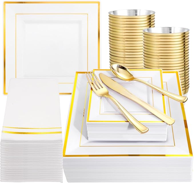 Festiva 350Pcs Gold Plastic Plates by Festiva